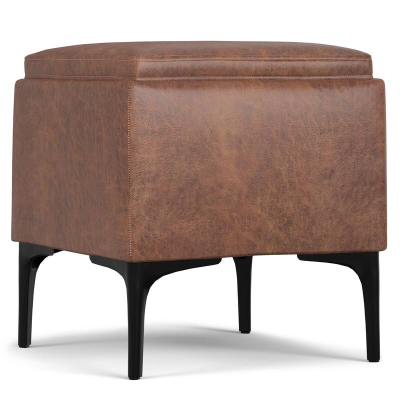 WYNDENHALL Evianna 18 inch Wide Contemporary Storage Ottoman with Tray