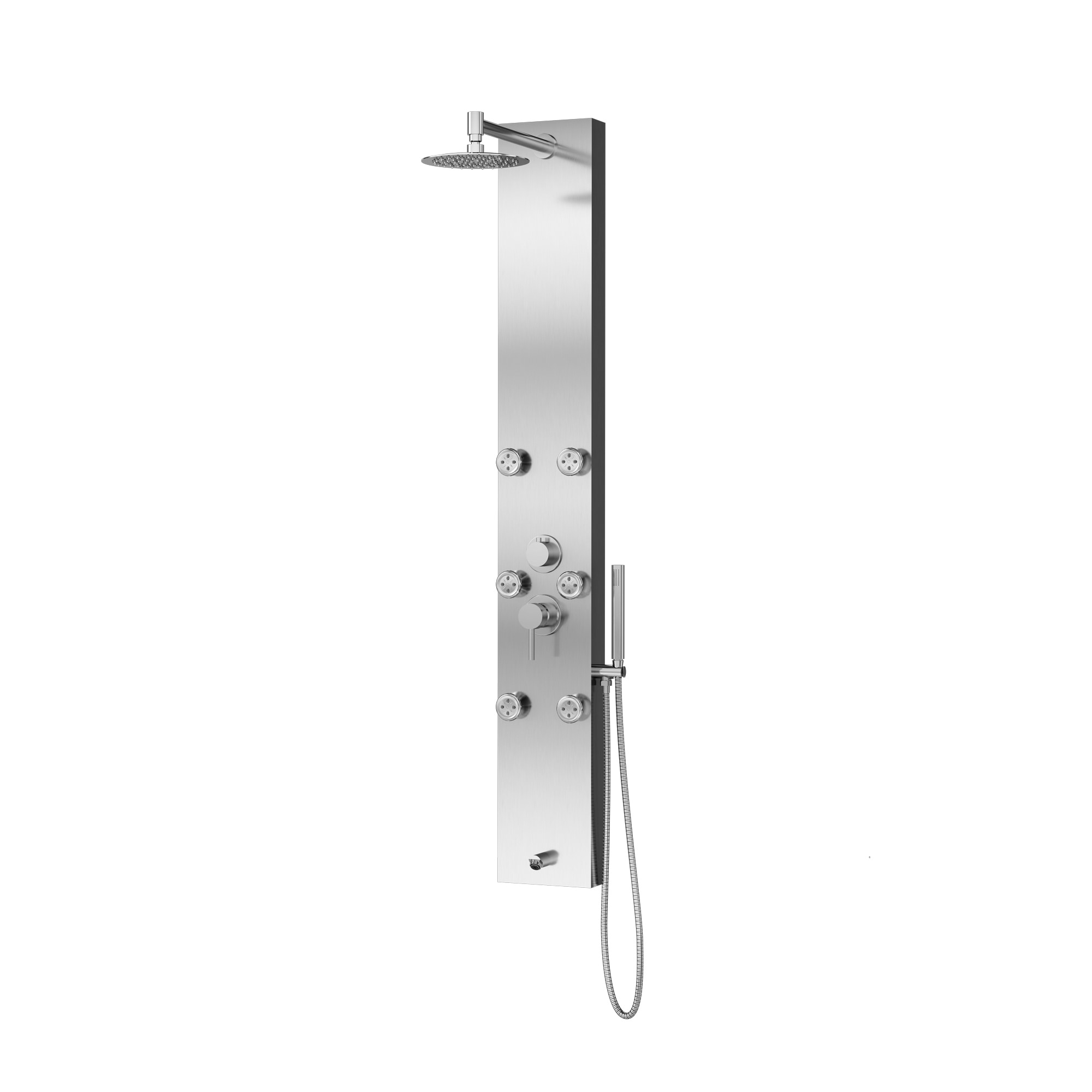 Monterey 8-in Rain Showerhead ShowerSpa with 6-Body Jets Handshower and Tub Spout Brushed Stainless Steel 1.8 GPM