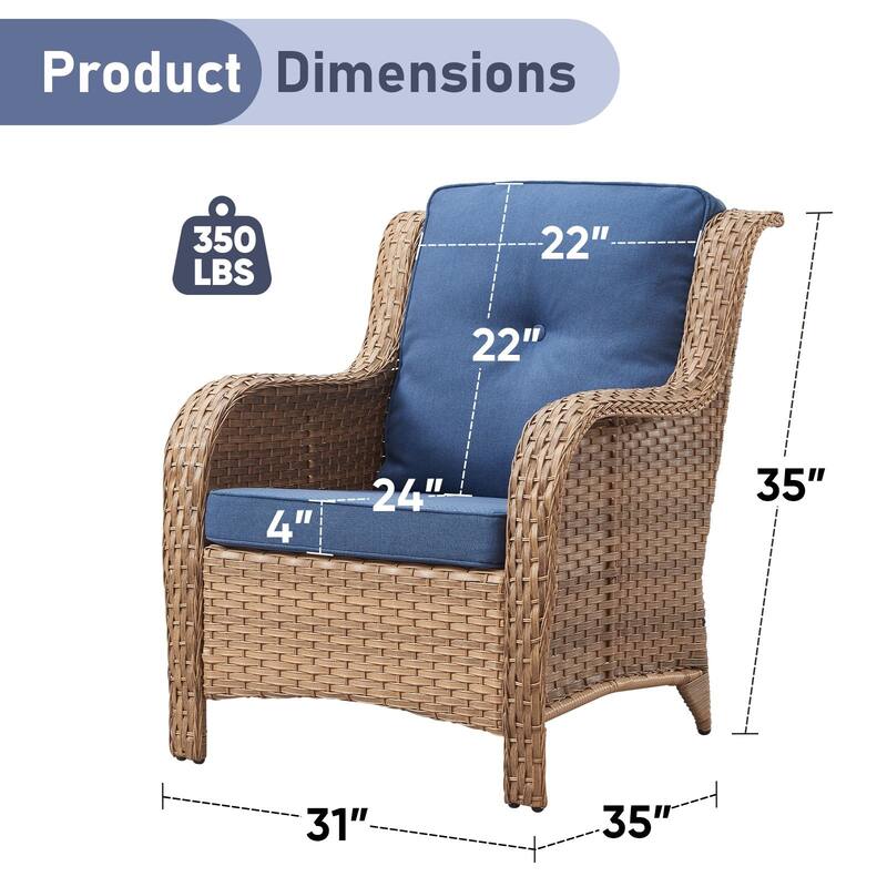 2 Peices Wicker Chairs Wide Armchair