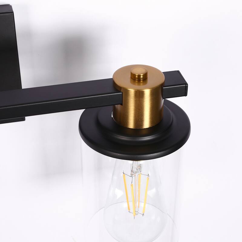 19.29 in. 3-Light Black and Gold Modern Vanity Lights for Bathroom - 21.3 in. - Bed Bath ...