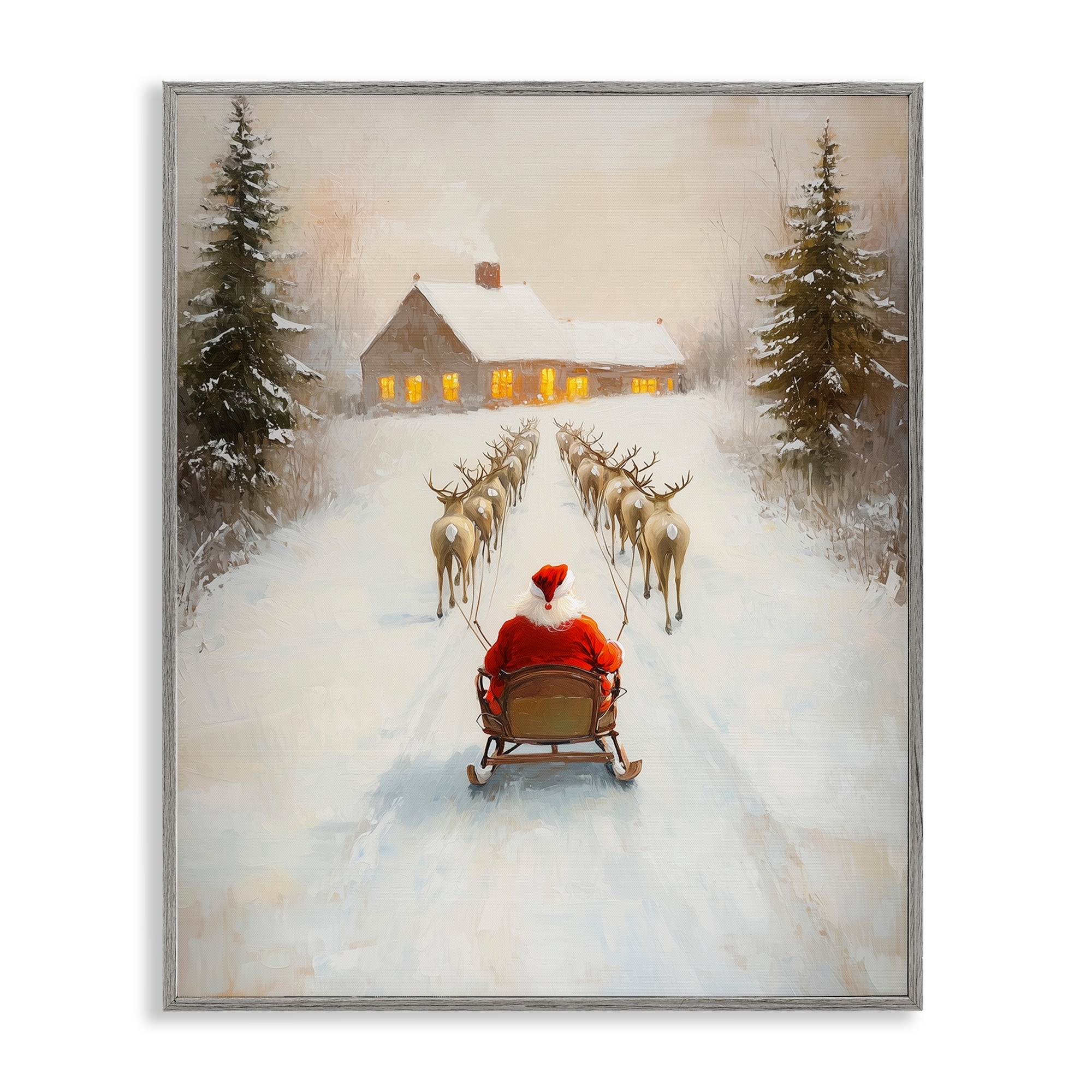 Stupell Santa's Visit Sleigh Ride Framed Giclee Art Design By Arlington Prints