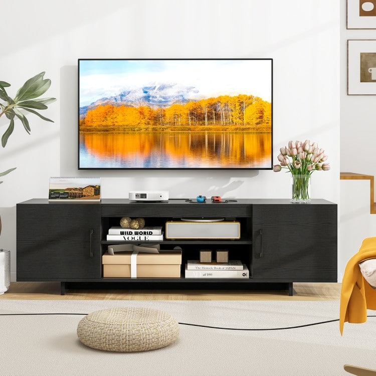 Modern TV Stand with USB Ports and Cable Holes for 65 Inch TVs - 60" x 15.5" x 17.5"
