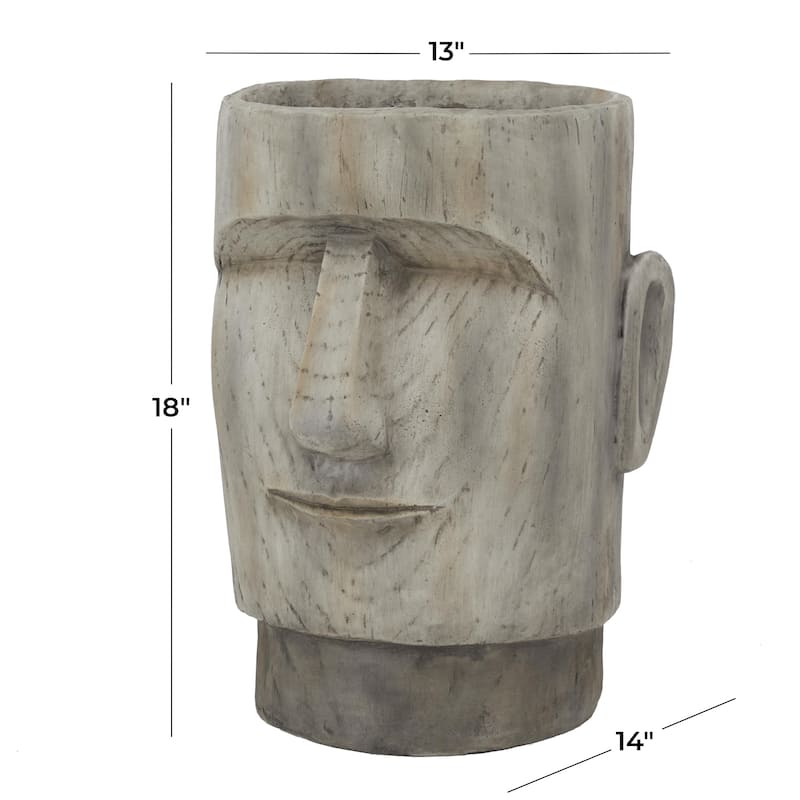 Magnesium Oxide Easter Island Head Indoor Outdoor Planter - Dark Gray or Brown - Roche River Decor