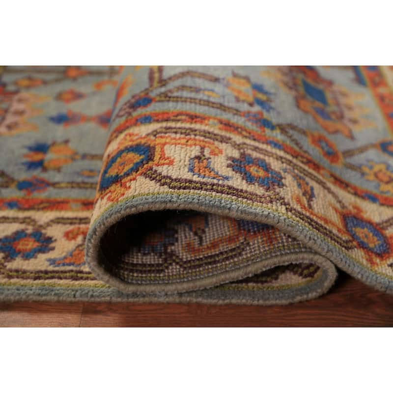 Floral Blue Oushak Oriental Rug Handmade Wool Carpet - 3'10"x 6'0"