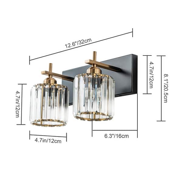 dimension image slide 0 of 17, Mid-Century Modern Dimmable Bathroom Vanity Light Crystal Glass Wall Sconce