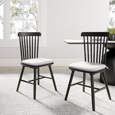 Modern Farmhouse Windsor Solid Wood Dining Chair With Cushion (Set Of 2)
