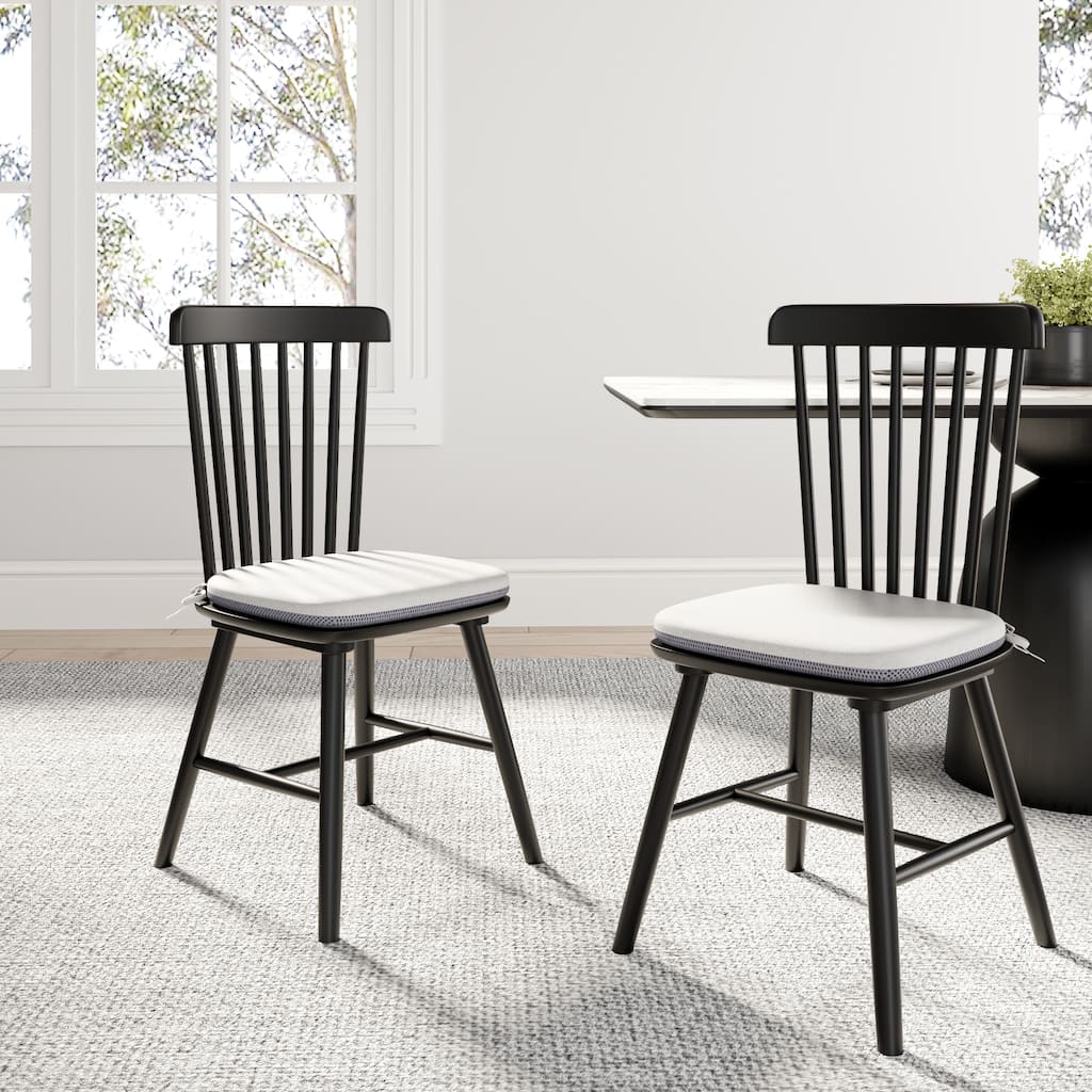 Modern Farmhouse Windsor Solid Wood Dining Chair With Cushion (Set Of 2)