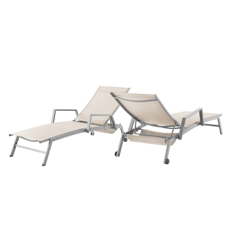 Corvus Sorrento Outdoor Sling Fabric Adjustable Chaise Lounge with Arms