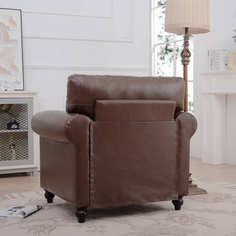 Compact PU Sofa with Birch Legs and Elegant Nailhead Detailing - Perfect for Small Spaces