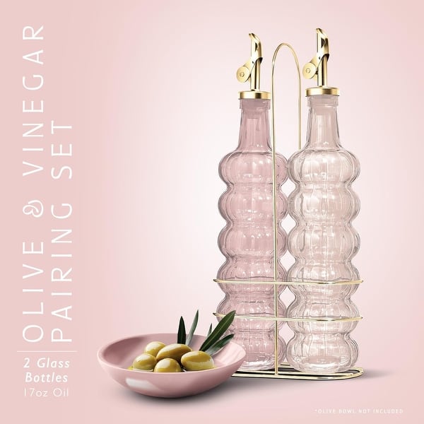 dimension image slide 3 of 20, COOK WITH COLOR Glass Olive Oil Bottle Dispenser - 2 Pack- 17oz Oil and Vinegar Carafe Decanter