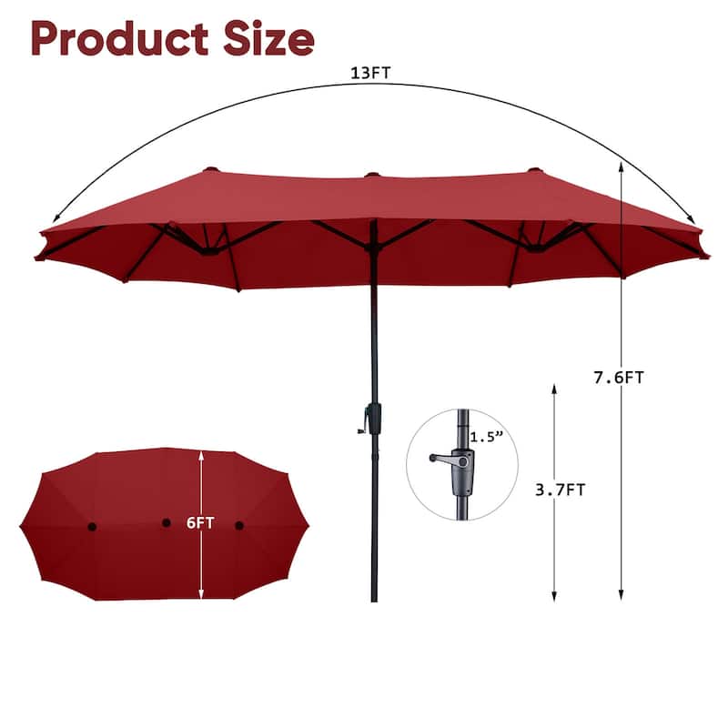 Ainfox 13Ft Large Outdoor Patio Umbrella with Crank With Base