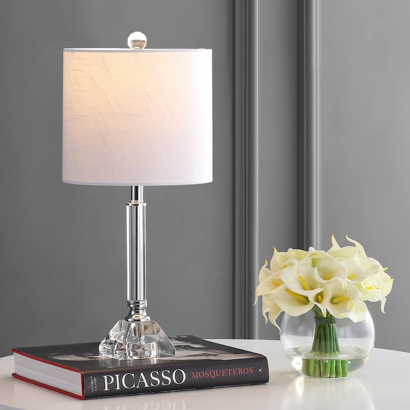 Goddard 19.5" Crystal Column/Metal LED Table Lamp, Clear by JONATHAN Y - Clear