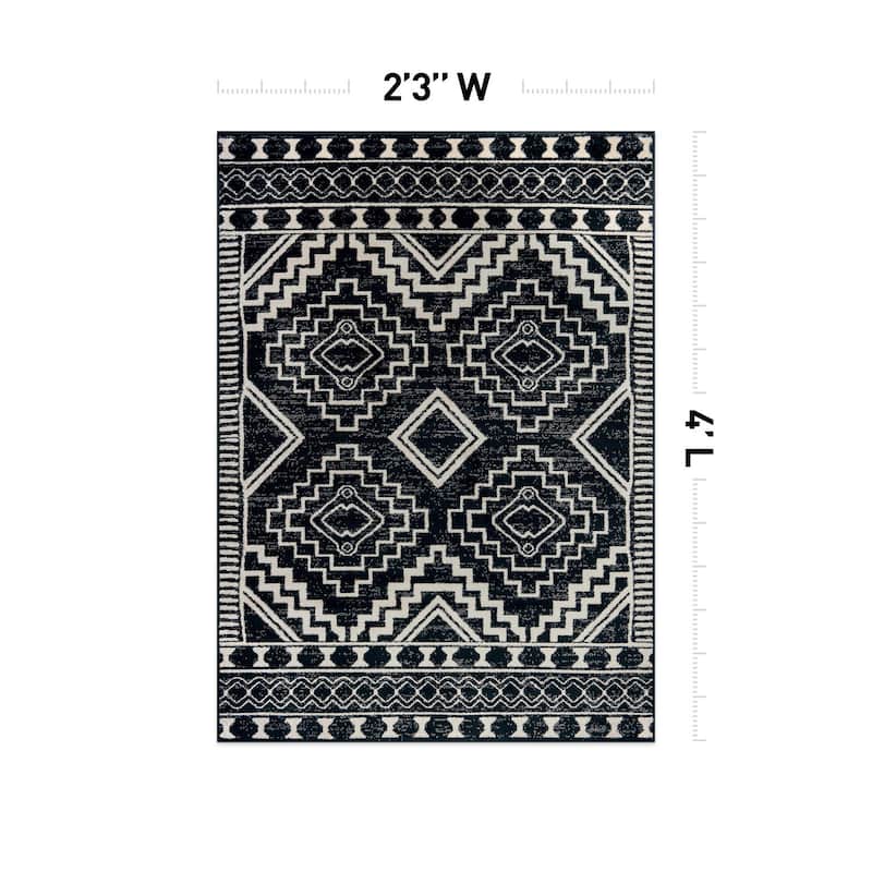 Transitional Bohemian Area Rug, Pet Friendly for Bedroom & Living Room
