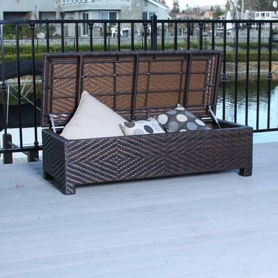 Santiago Brown Wicker Storage Ottoman by Christopher Knight Home