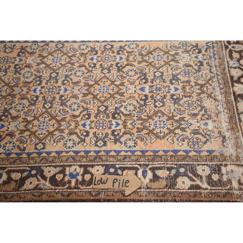 Hand Knotted Oriental 100% Wool Carpet Traditional All-Over Oranges & Rust Hamedan Runner Rug - 9' 8'' X 3' 7''