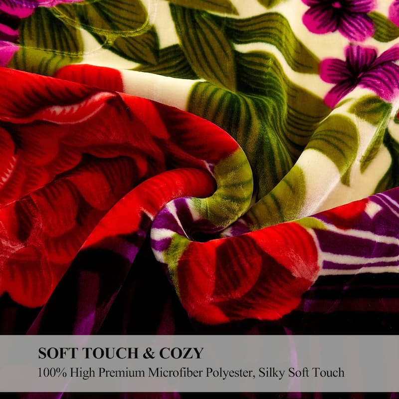 Heavy Crafted Thick Floral 9-pound Winter Fleece Blanket 85"x95"