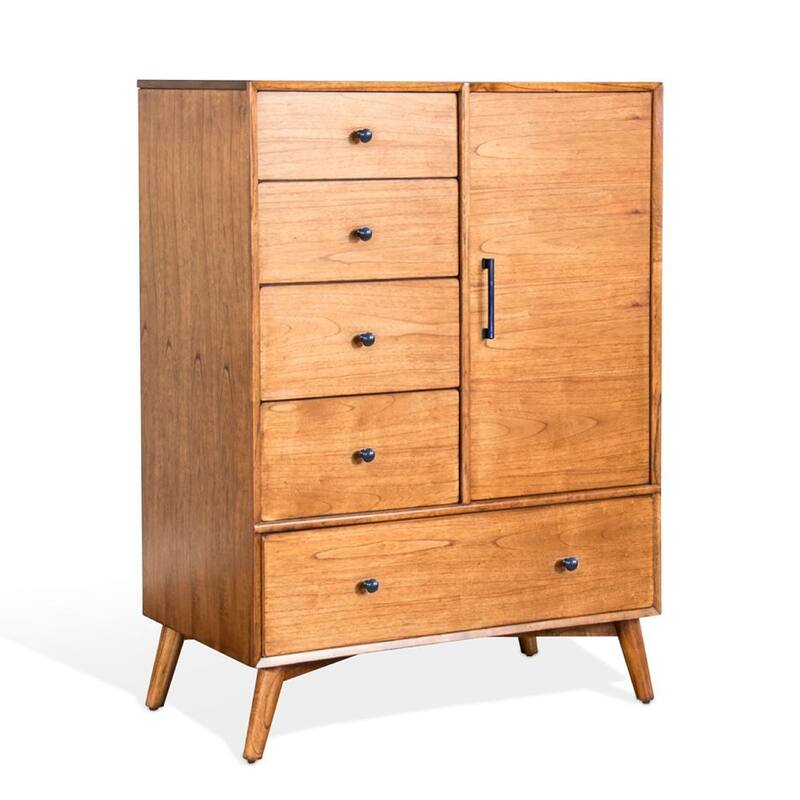 Amy 55 Inch Tall Half Wardrobe Chest, Side Cabinet, Brown Solid Wood