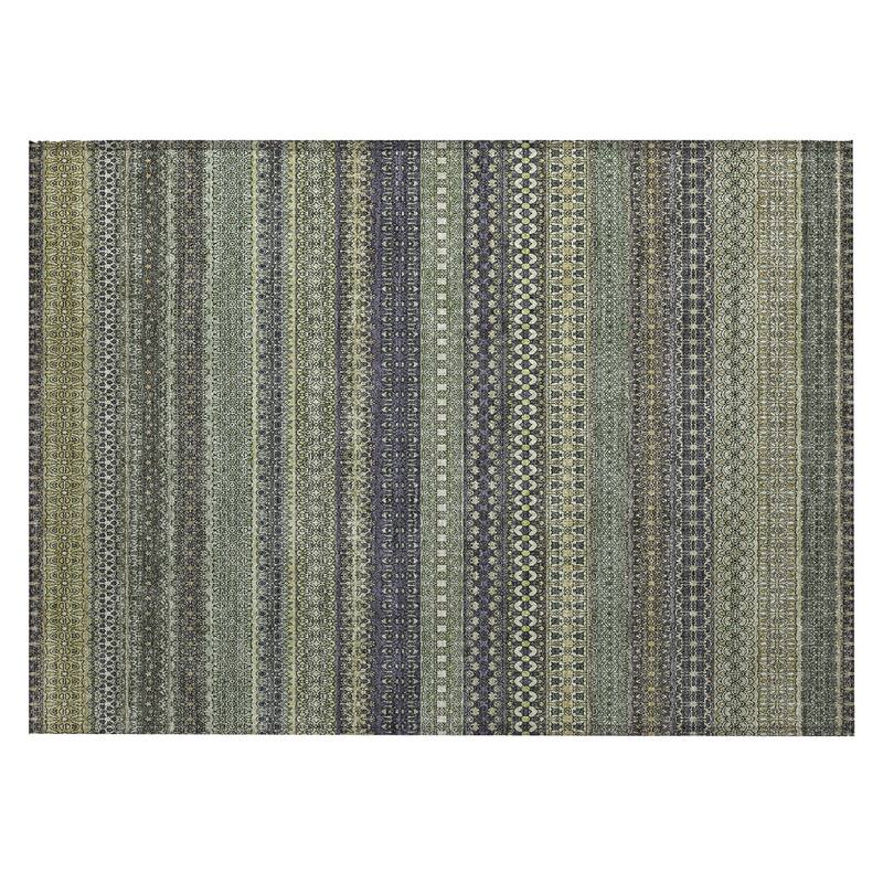 Tax Stripe Weather Resistant Timeless Fusion Outdoor Rug - 2' x 3' - Green