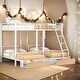 preview thumbnail 1 of 22, Full Over Twin & Twin Bunk Bed, Metal Triple Bunk Bed with Drawers and Guardrails White