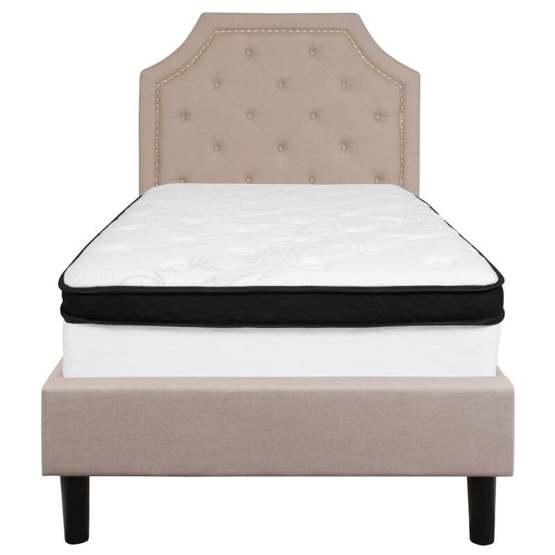 Arched Tufted Platform Bed and Memory Foam Pocket Spring Mattress