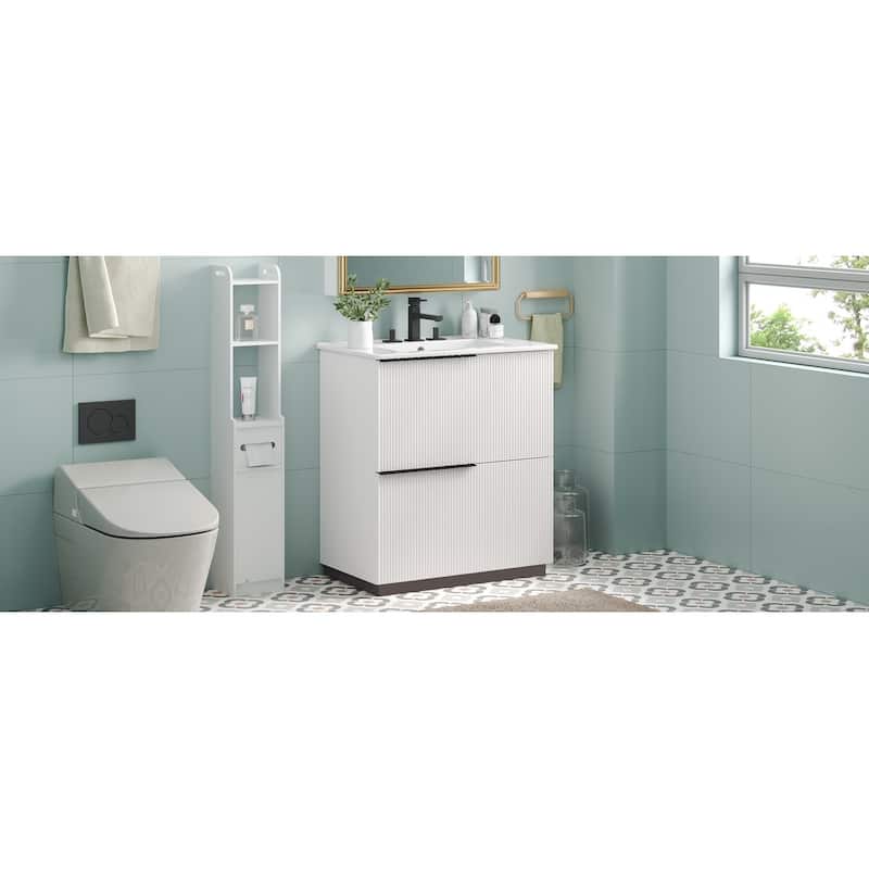 Bathroom Vanity with Ceramic Sink and Drawers