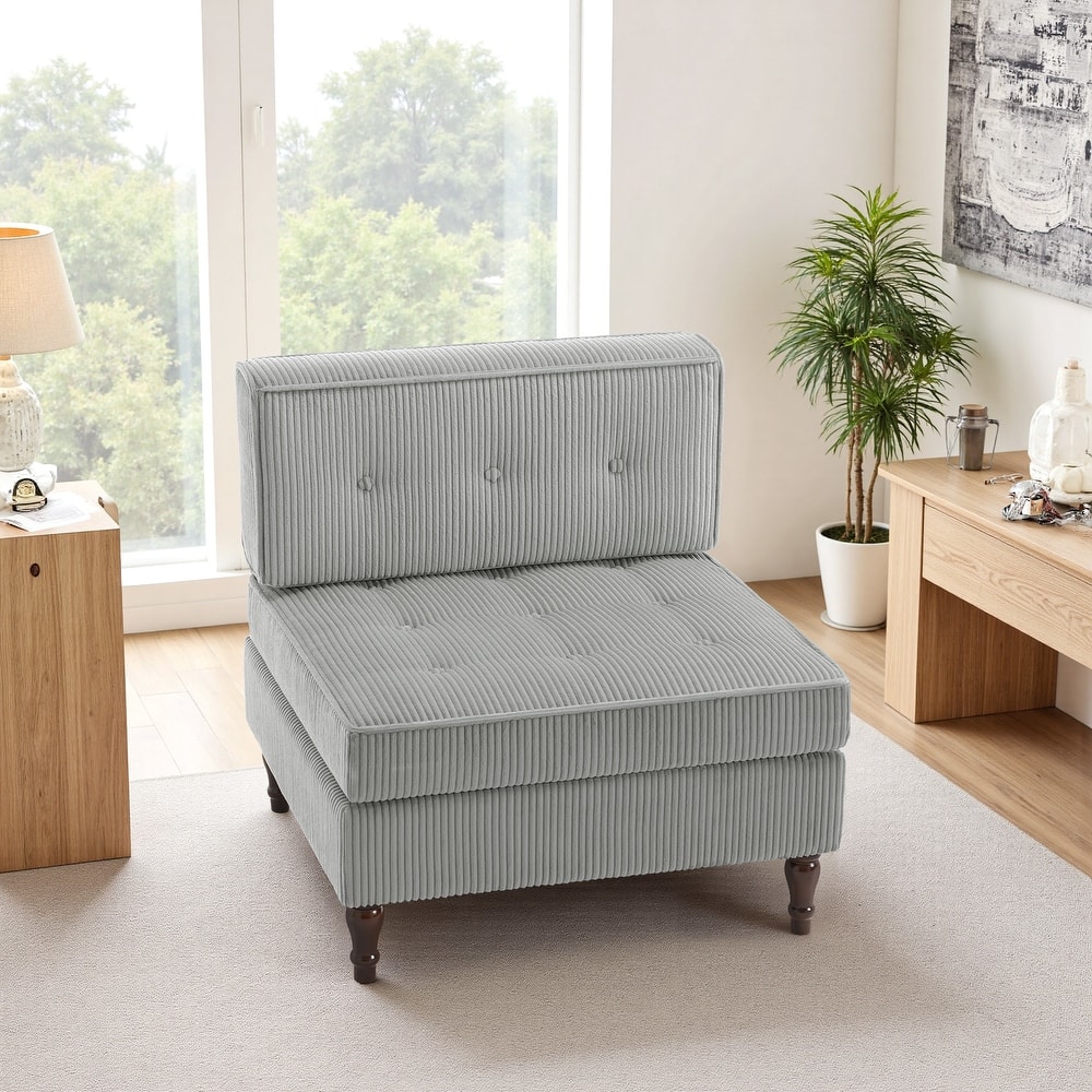 Modern Corduroy Corner Armchair Armless Chair sofa