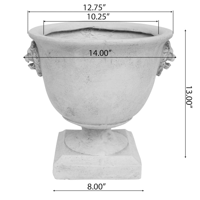 Simba Roman Lionhead Accents Chalice Lightweight Concrete Garden Urn Planter by Christopher Knight Home