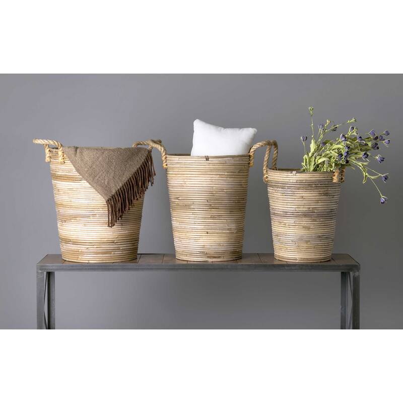 Durant Rattan Basket (Set of 3) by East at Main - Brown-Grey