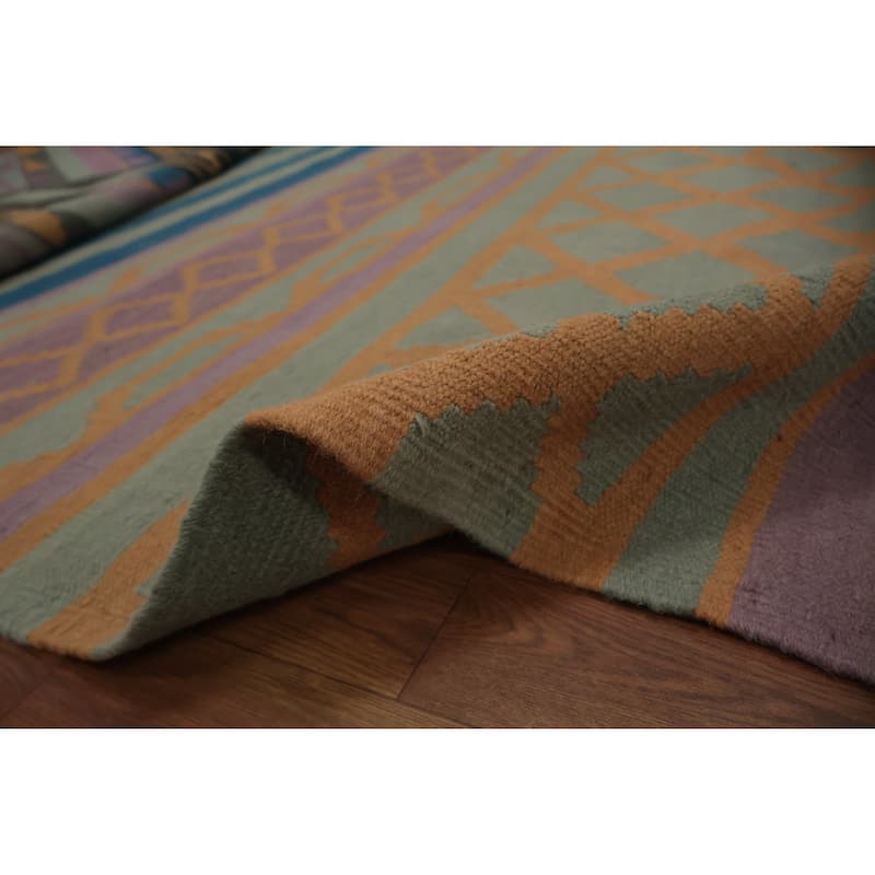 Hand Woven Oriental 100% Wool Carpet Southwestern Modern Purples Kilim Area Rug - 10' 0'' X 8' 5''