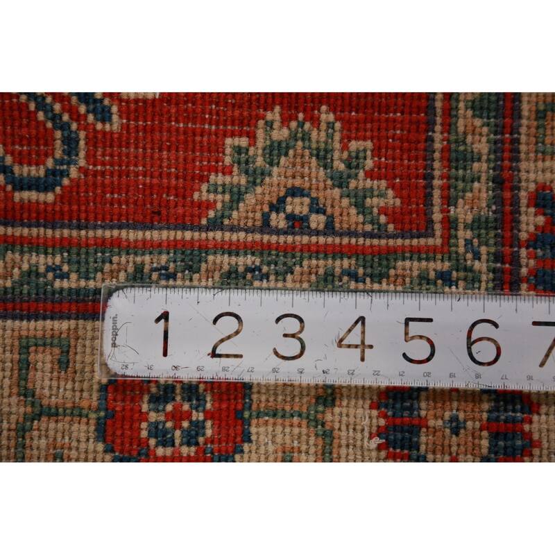 Geometric Kazak Foyer Rug Red Handmade Wool Carpet - 2'8"x 3'11"