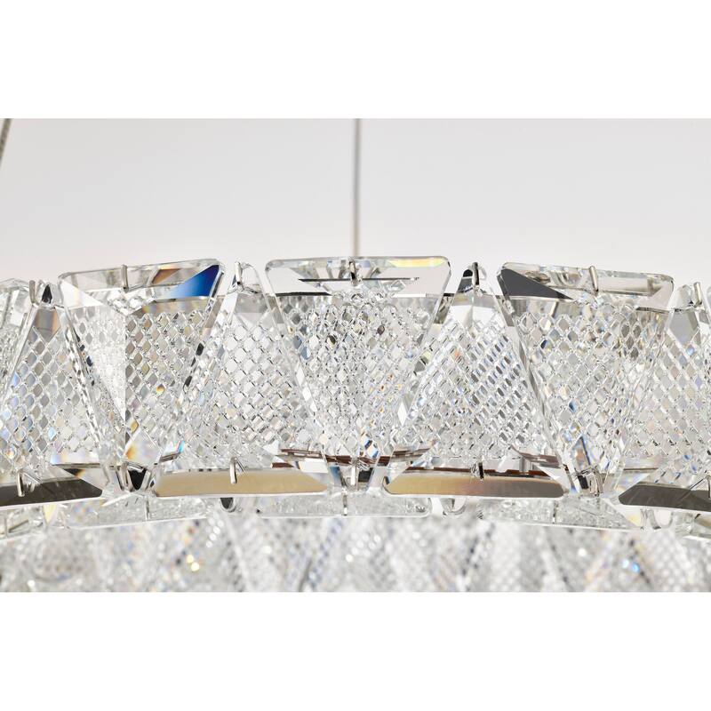 Asher LED 15 Inch Pendant Polished Nickel Finish K9 Crystal - Polished Nickel