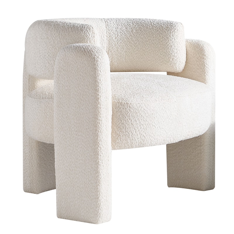 Modern Boucle Upholstery Accent Chair for Living Room, Beige