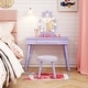 preview thumbnail 5 of 6, 2-in-1 Kids Makeup Vanity Princess Vanity Table & Chair Set w/Lights