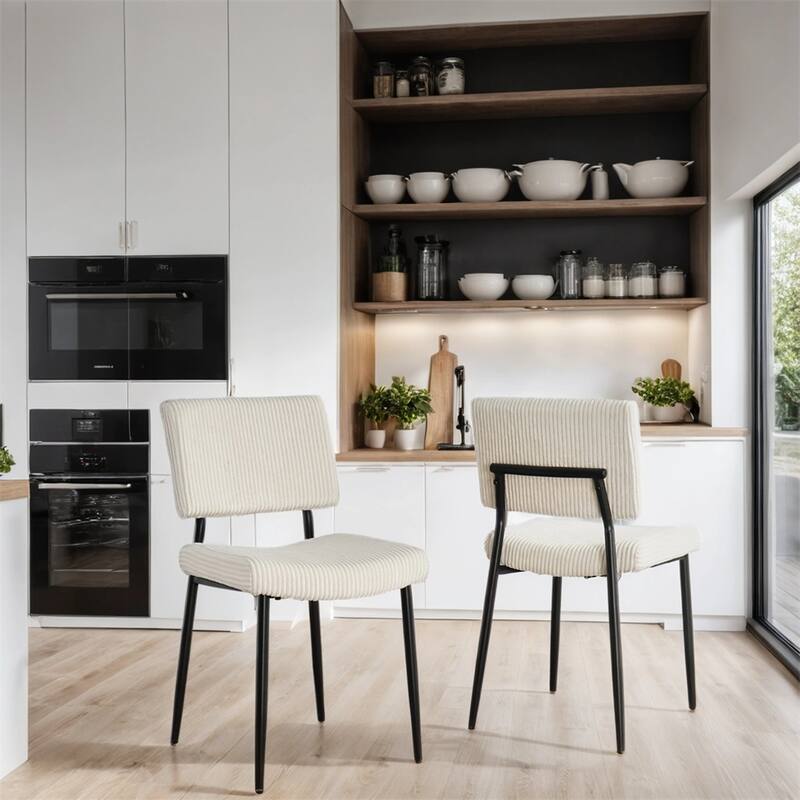 Modern Velvet Upholstered Dining Chair with Metal Legs (Set of 2)