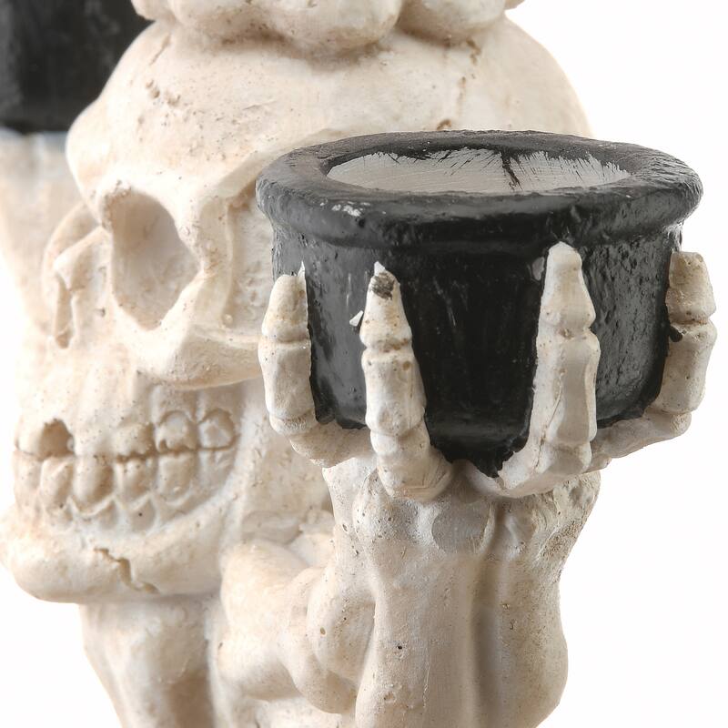 National Tree Company Halloween Skeleton Candelabra, Holds Three Candles, 12 Inches - 12 in