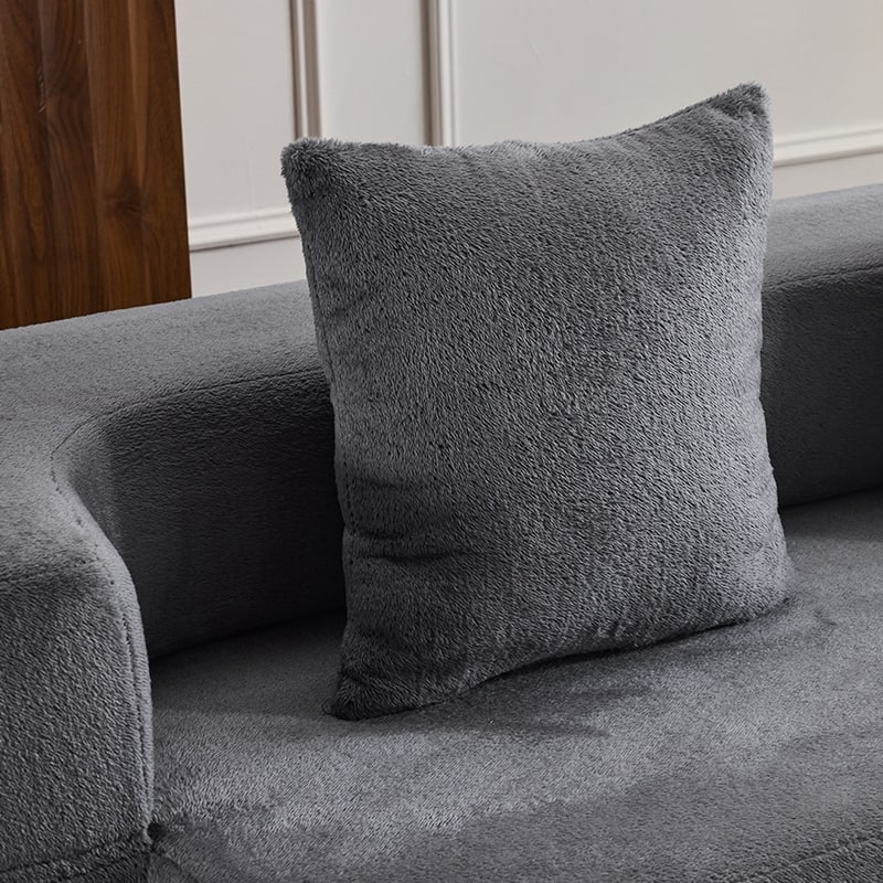 Transformable Sectional Sofa with 3 Ottoman Stools - Supportive Foam Fold-Out Bed, Compact Chenille Lounger