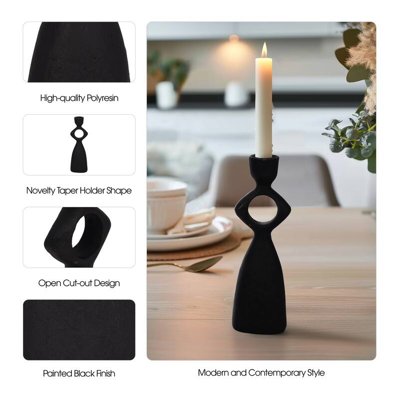 Sagebrook Home Open Cut-out Taper Holder, Black