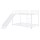 preview thumbnail 61 of 70, Metal Bunk Bed with Slide and Door, Twin Over Twin/Full Over Full Low Bunk Bedframe with Fence Guardrails and Ladder for 2 Kids