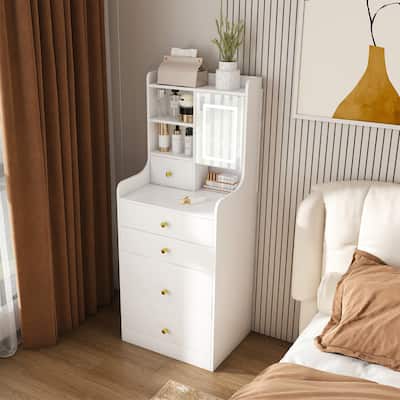 3-in-1 Dressing Table with LED Mirror & Storage Stool