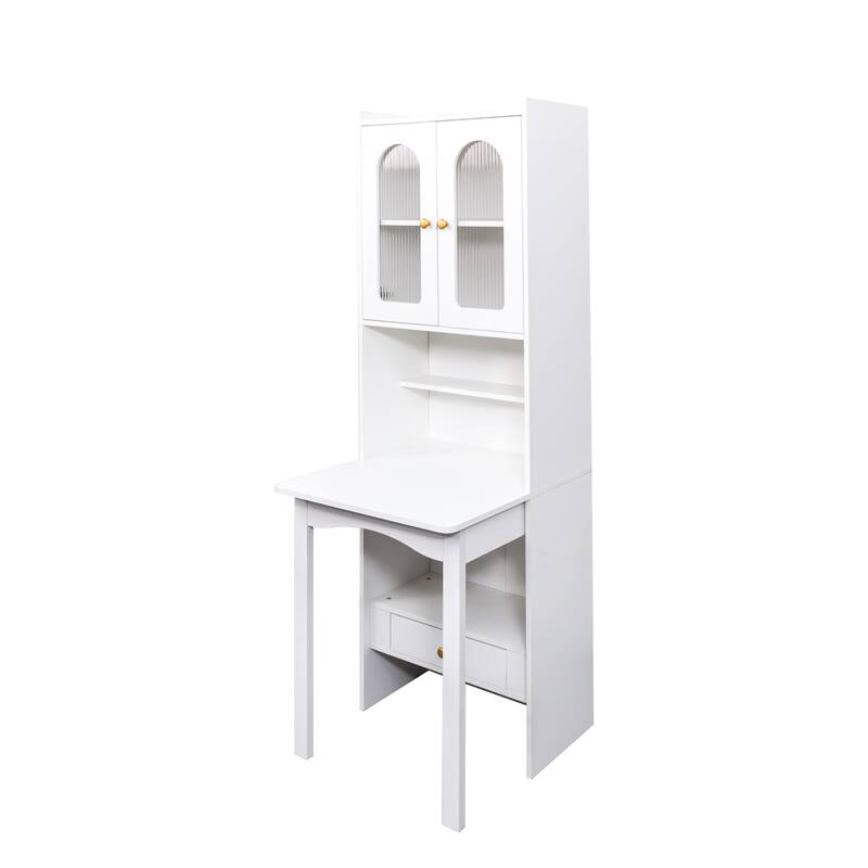 Roomfitters Fold-Out Convertible Writing Desk Cabinet with Shelf and Drawer, Space-Saving Home Office Workstation