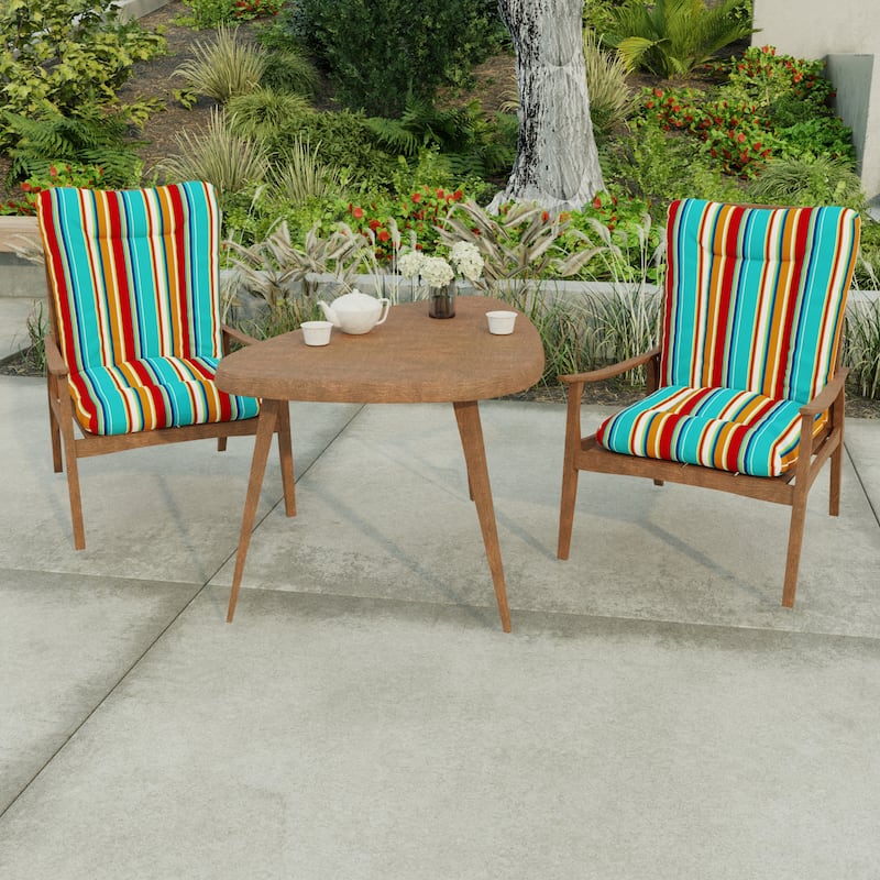 21" x 38" Outdoor Chair Cushion with Ties and Loop - 38'' L x 21'' W x 3.5'' H - Covert Fiesta