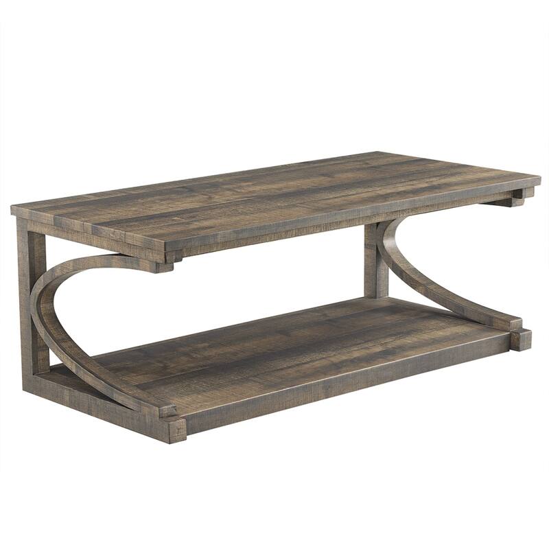 Wood Rectangular Coffee Table with Shelf
