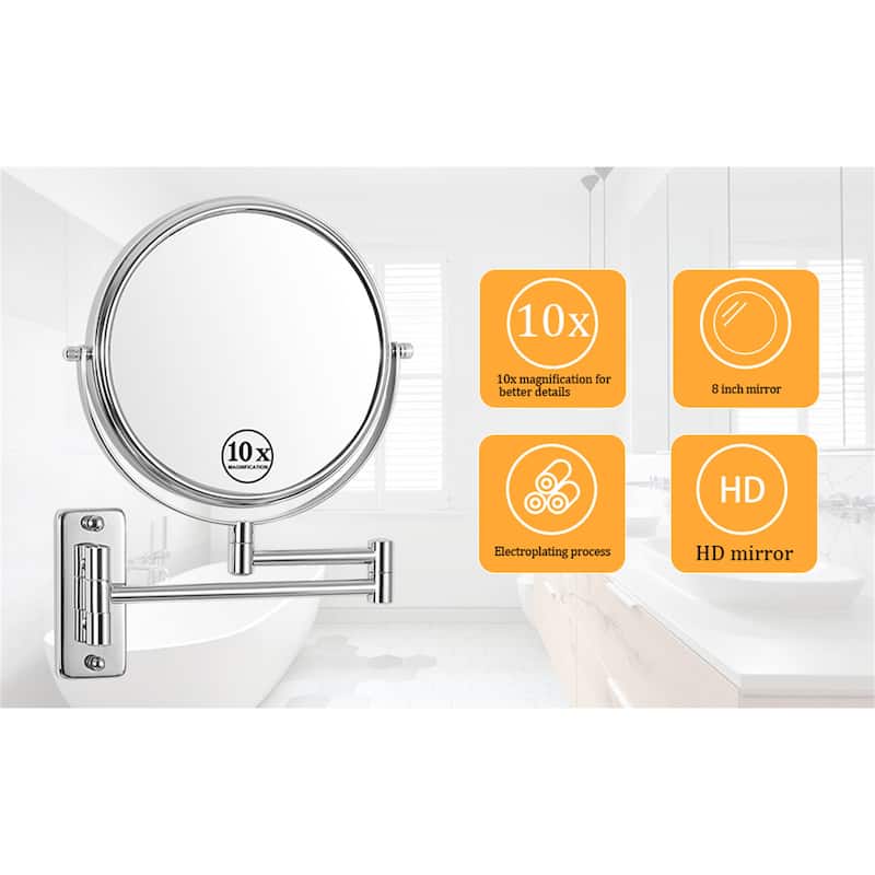 Makeup Mirror 10x Magnification Double-Sided Swivel Mirror Wall Mount