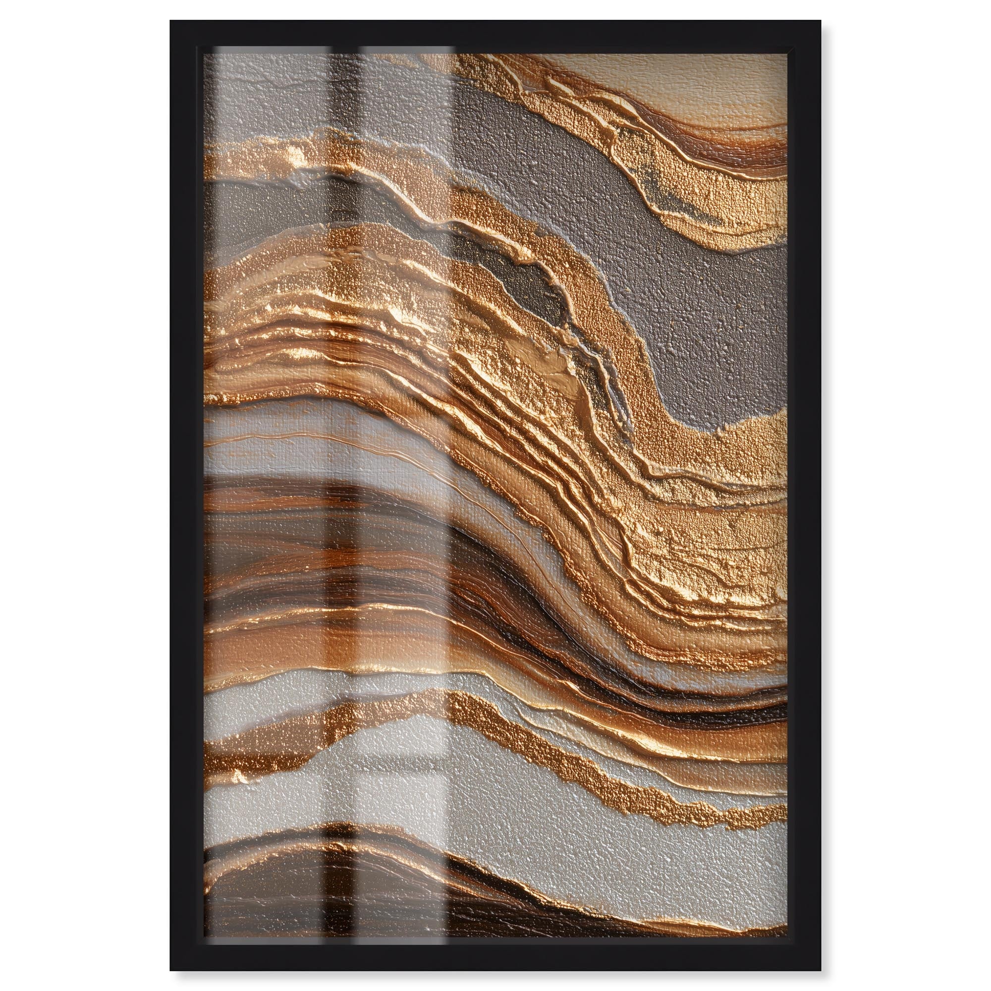 Flow in Gold Abstract Wall Art Shadowbox Print by Art Remedy