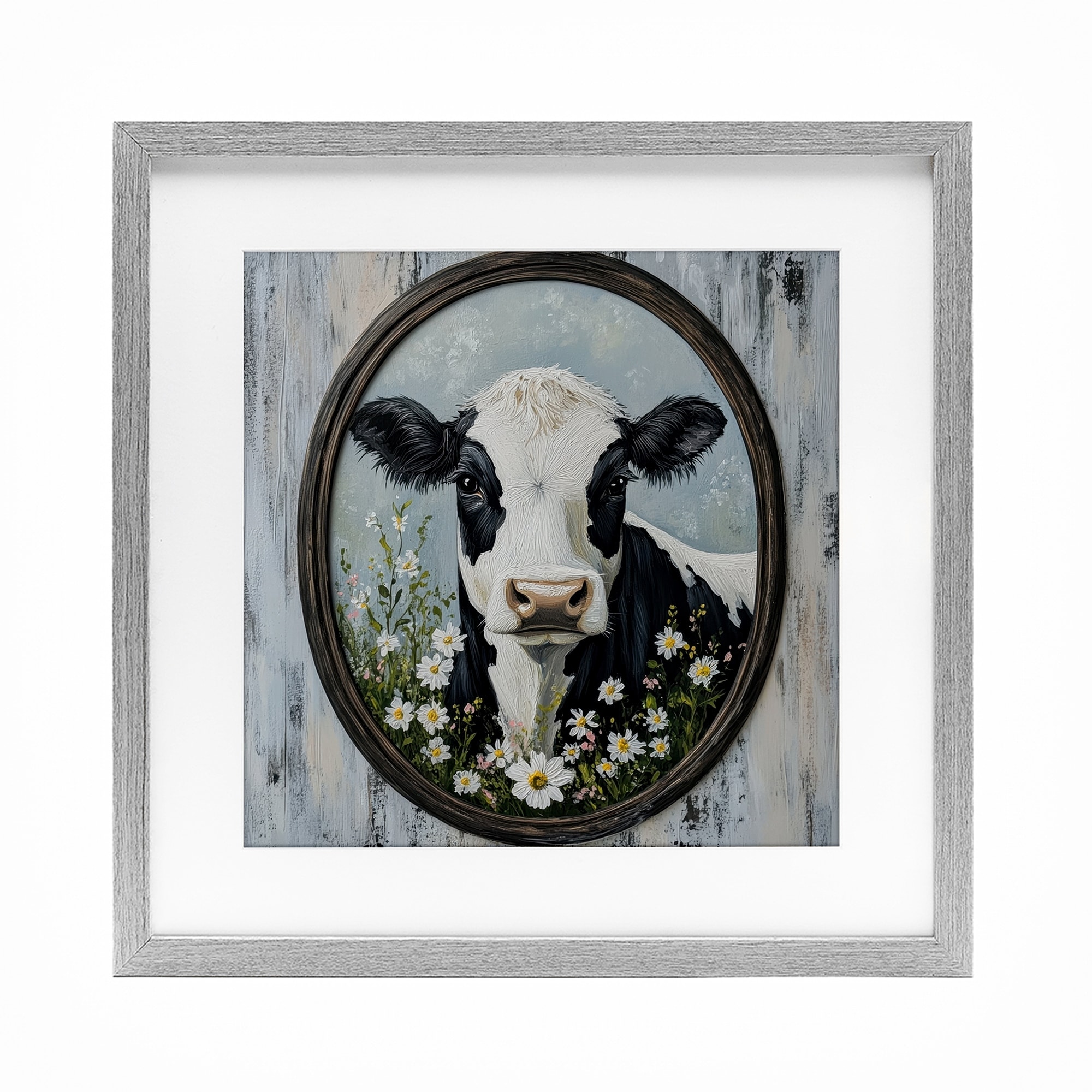 Classic Cow & Daisy Portrait Petal Prints Design