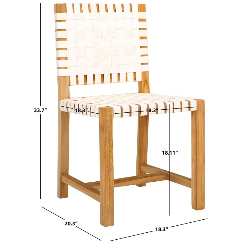 SAFAVIEH Arlene Solid Wood & Leather Dining Chair (Fully Assembled) - 18.3 In. W x 20.3 In. D x 33.7 In. H - 18Wx20Dx34H