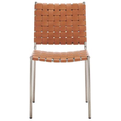 SAFAVIEH Wesson Woven Leather Dining Chair (Set of 2) - 17" W x 20.5" L x 33.8" H