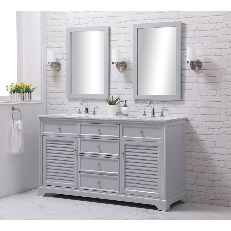 Contemporary 60" Double Bathroom Vanity Set