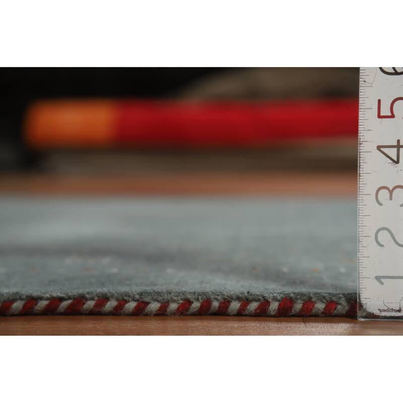 Hand Knotted Oriental 100% Wool Carpet Tribal Tribal Navy Blue & Blues Gabbeh Area Rug - 7' 8'' X 5' 0''