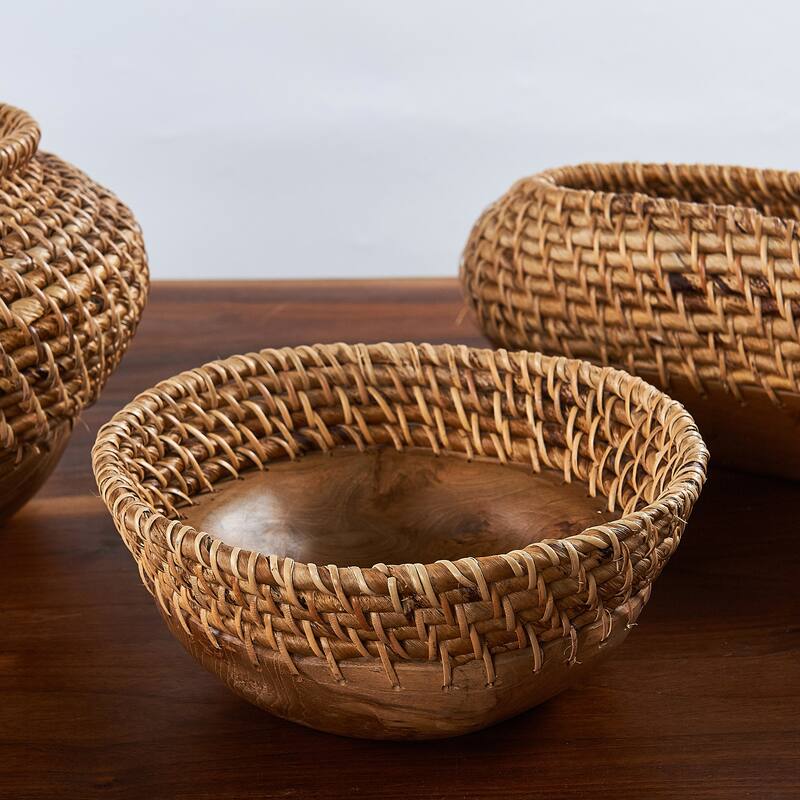 Home Soft Things Sonic Round Bowl Handmade Woven Basket - 9.8" x 9.8" x 3.5"